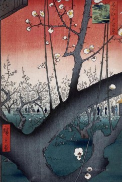  Hiroshige Lienzo - El jardín de ciruelos en Kameido Hiroshige Ukiyoe